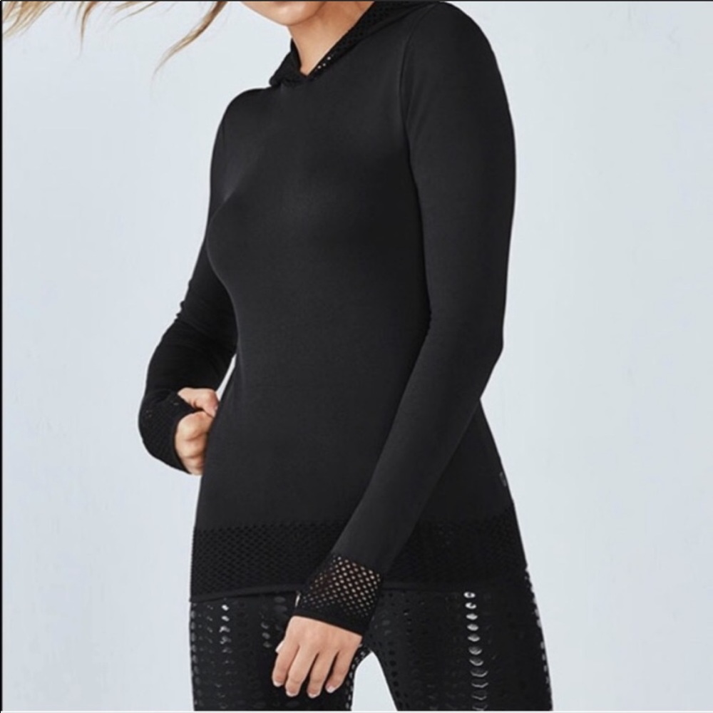 Fabletics Megan Seamless Black Pullover Hoodie